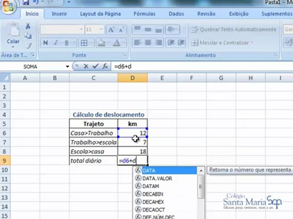 Excel 2007 - Cálculos simples com fórmulas