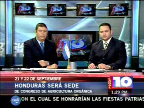 Noticia sobre el I Congreso Centroamericano de Agricultura Orgánica en Noticias Canal 10