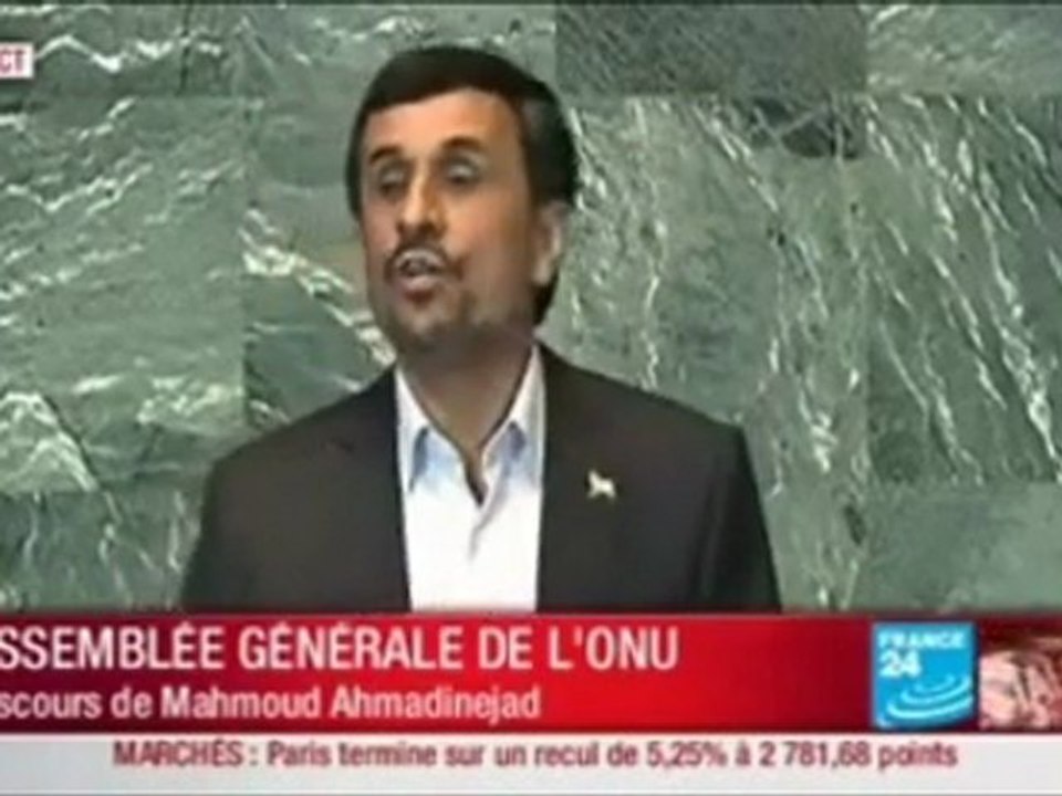 Mahmoud Ahmadinejad à l'assemblée générale de l'ONU le 22 septembre 2011