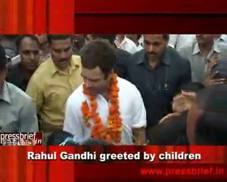 Rahul Gandhi greeted by children