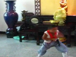 A child Crazy practice shaolin kung fu