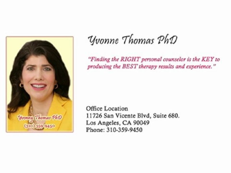 Individual Therapist Los Angeles (310) 359-9450 | Psychologist Dr. Yvonne Thomas PhD