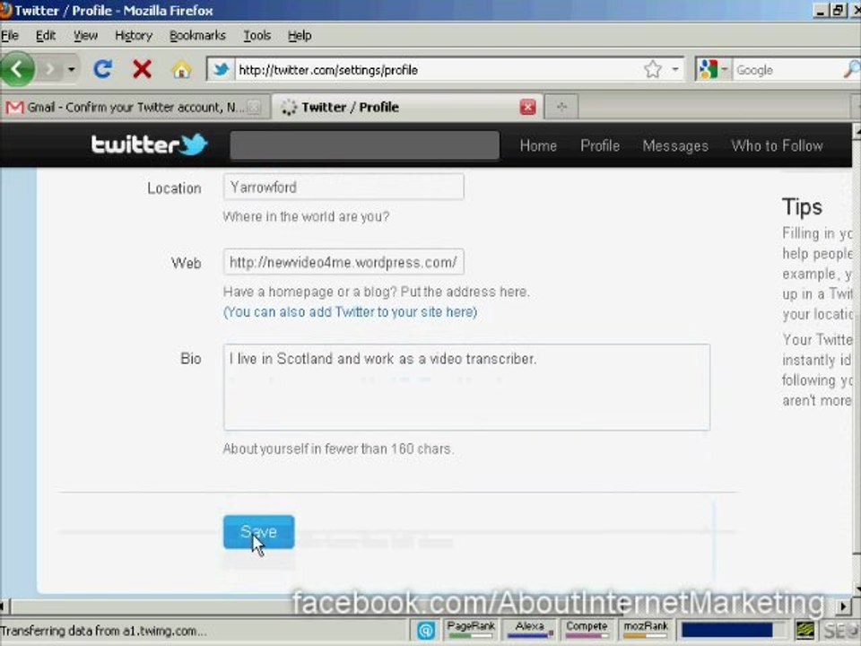 Learn Internet Marketing -  How to setup your Twitter account