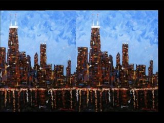 "Chicago Skyline At Night" Painting–The City At Night Series
