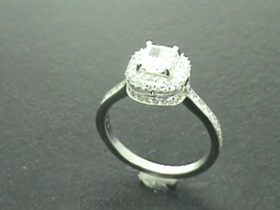 FDENS1697CUR  Cushion Cut & Round Diamond  Engagement Ring Vintage Style Pave Setting