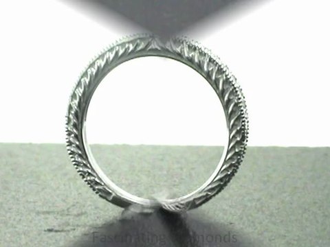 FDENS1790B Vintage Style Engraved Round Diamond Anniversary Band