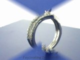 FDENS3007RO   Round Shape Diamond Pave Set Zee Shaped Petite Wedding Bridal Rings Set