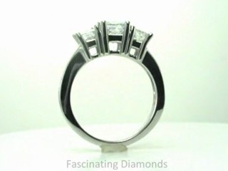 FDENR6011PRR   Princess Cut Three Stone Diamond Engagement Ring With Channel Set Side Stones