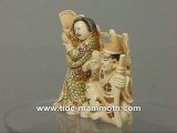 mammoth ivory figurine netsuke Japanese Couple H1587