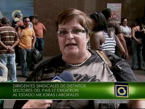 Trabajadores sindicalistas protestan en Caracas