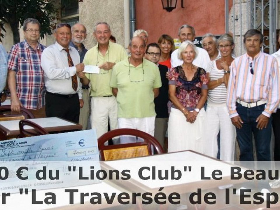 Un Chèque de 7000 €uro pour La Traversée de l'Espoir du Lions Club du Beausset