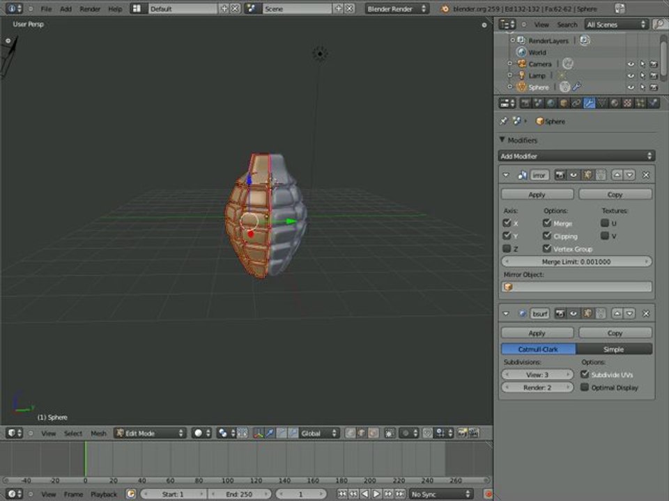 Grenade;modélisation Blender