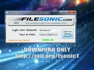 FileSonic Premium Account Generator 2011 2.0v