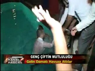 Gelin'le damatı havuza attılar
