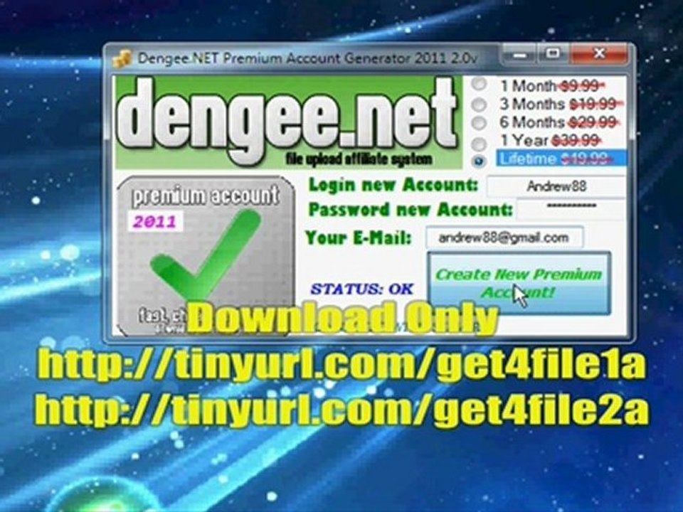Dengee Premium Account Generator 2011 2.0v