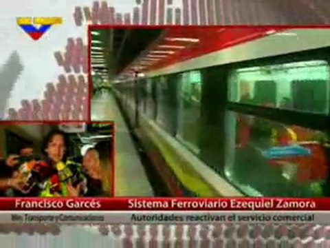 Ministro Francisco Garcés inicia pruebas del eje ferroviario Caracas - Tuy Medio