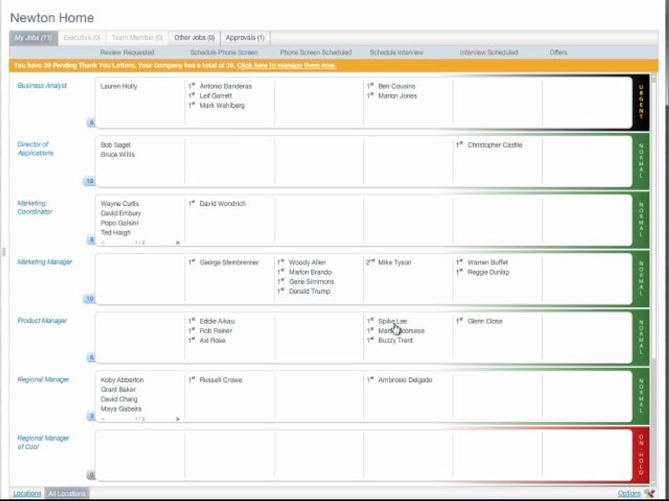 Job Applicant Tracking Software Enhanced Homepage