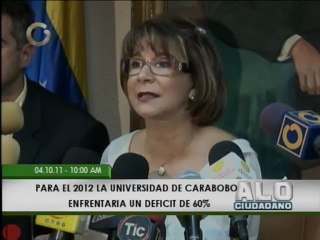 Universidad de Carabobo tendrá déficit presupuestario en 2012