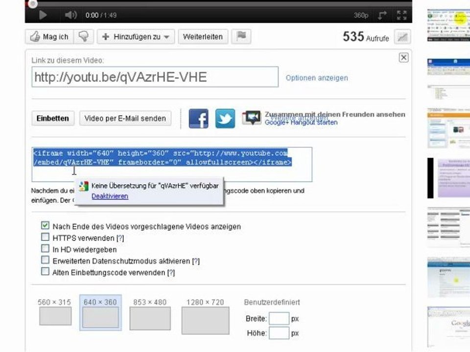 Wordpress YouTube Video einbinden