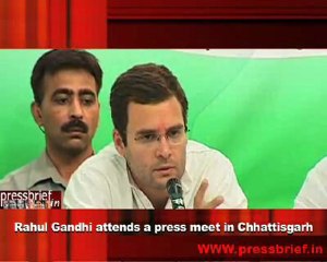 Rahul Gandhi attends a press meet in Chhattisgarh