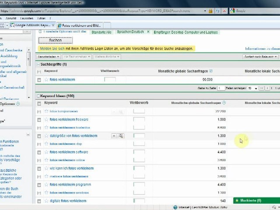 Schritt 4 - Keywordrecherche - "Mach Mittwoch!"