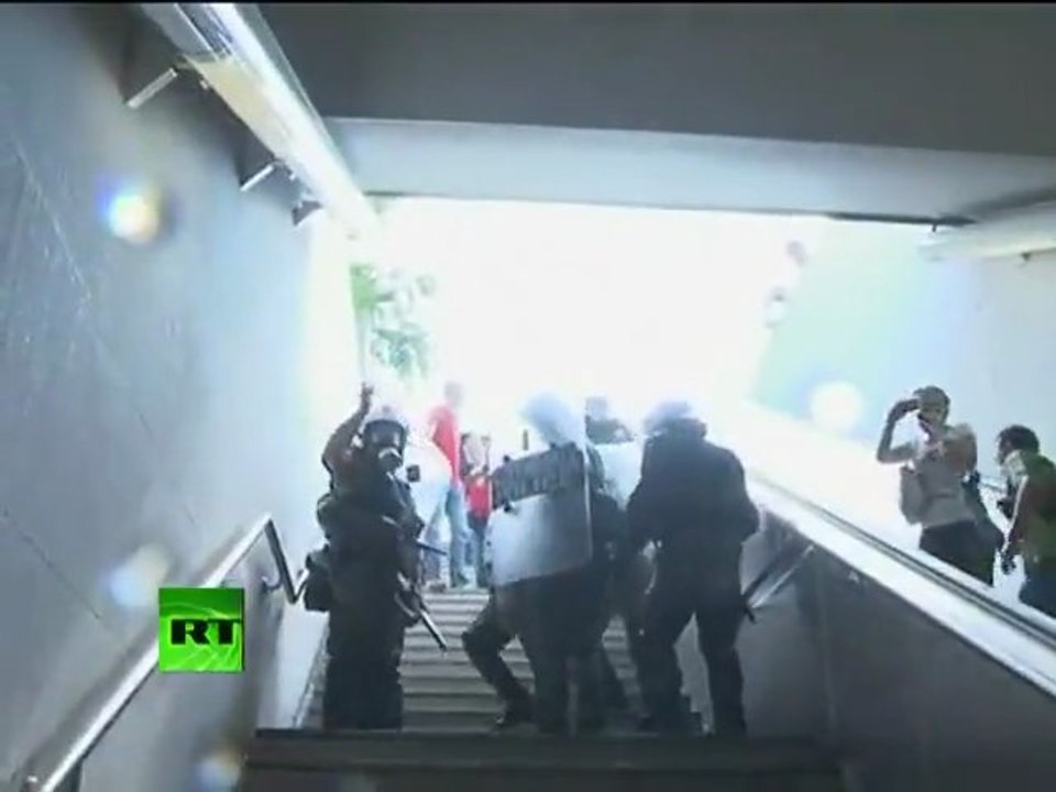 Riot police storm Athens metro during strike demo
