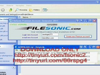 Free FileSonic Premium Account Generator 2011 UPDATE