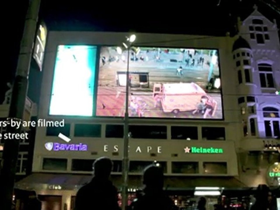 Live interactive mega billboard against agression