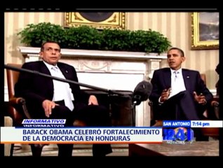 Barack Obama en encuentro con Porfirio Lobo, celebra fortalecimiento de la democracia en Honduras