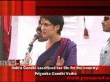 Indira Gandhi sacrificed her life for the country-  Priyanka Gandhi Vadra