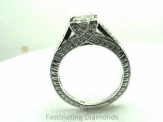 FDENR1524PR Princess Cut Diamond Engagement Ring Vintage Cathedral Style Pave Setting