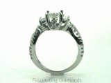FD 426    Princess Cut & Round Three Stone Diamond Engagement Ring In Swirl Pave Setting