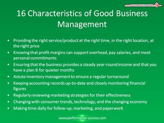 Characteristics of Successful Businesses