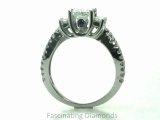 FD426 Princess Cut & Round Three Stone Diamond Engagement Ring In Swirl Pave Setting