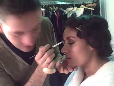 Laura White has her make-up applied at the Grazia shoot