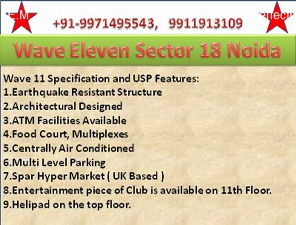 9911913109:: Wave Eleven Noida ::9971495543:: Wave Eleven Sector 18 Noida