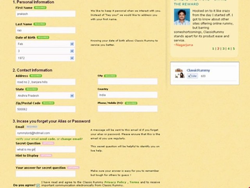 Classicrummy - profile Update