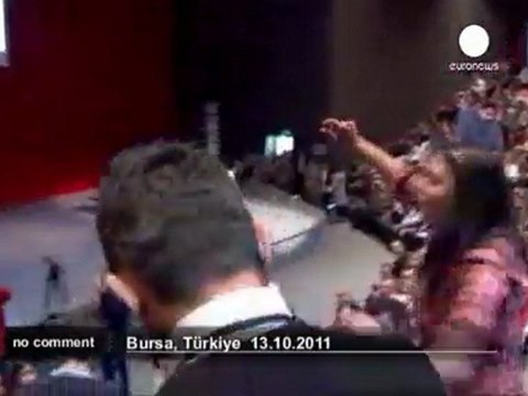 Turkish students throw eggs at IMF official - no comment