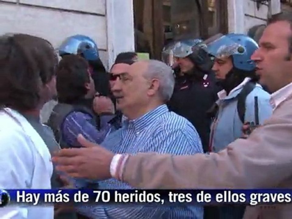 Indignados heridos en Roma