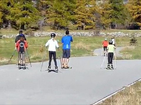 entrainement ski roue à Bessans