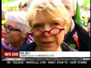 EVA JOLY candidate EELV de la sortie du nucléaire a manifesté le 15