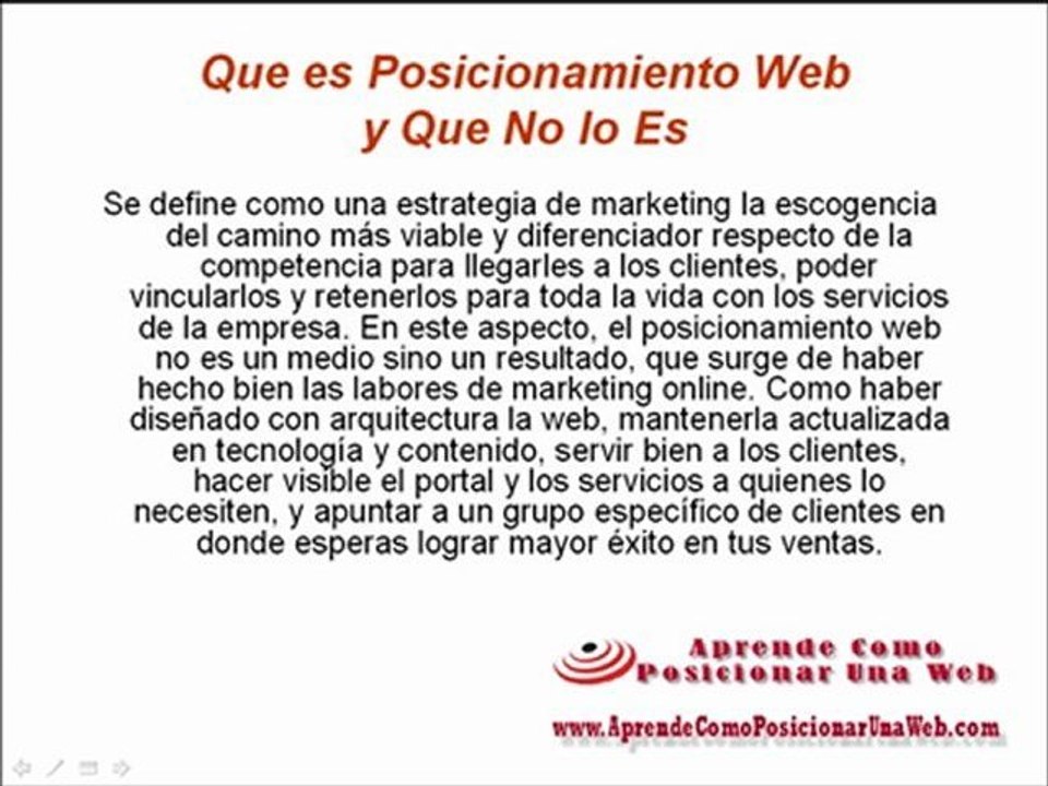 Que es el posicionamiento web - http://aprendecomoposicionarunaweb.com