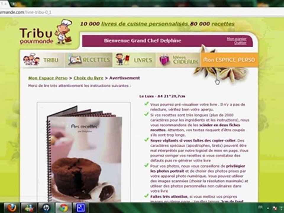 creer mon livre de cuisine