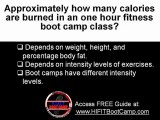 How many calories are burned in fitness boot camp class?