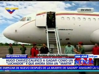 Hugo Chávez lamentó la muerte de Gadafi y lo calificó como un "mártir"