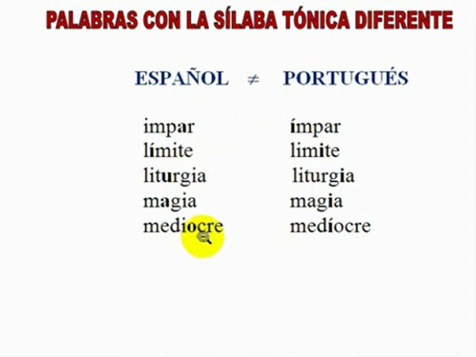 Palavras heterotónicas 11 espanhol-português