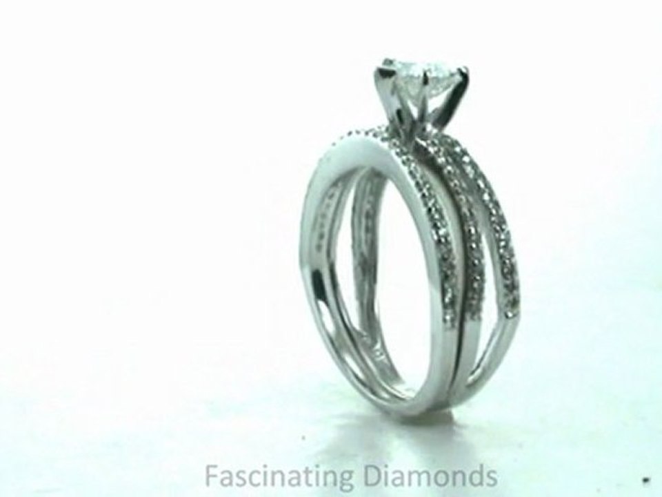 FDENS3134HT New    Heart Shape Diamond Split Band Wedding Bridal Ring Set With Pave Setting