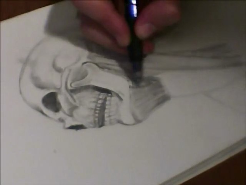 Croquis tete de mort au crayon par ZaD