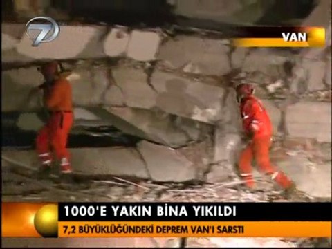 24 Ekim 2011 Kanal7 Ana Haber Bülteni saati tamamı Van Erciş te 7.2 şiddetinde deprem oldu