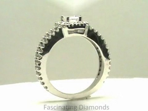 FDENR7319EM Emerald Cut Diamond Engagement Ring In Two Row Split Band Pave Setting